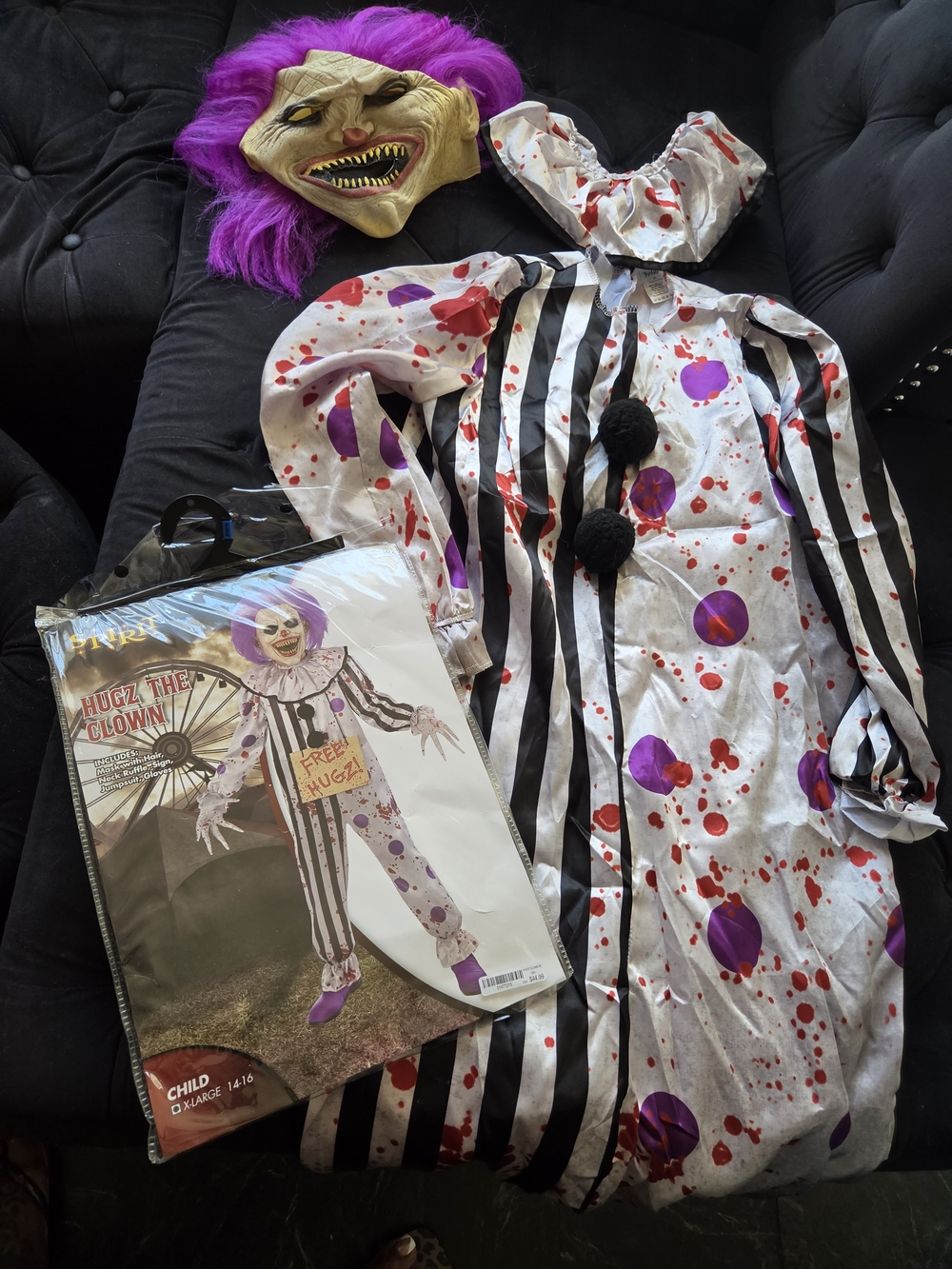 Spirit Hugz The Clown Costume - White, Black & Purple
